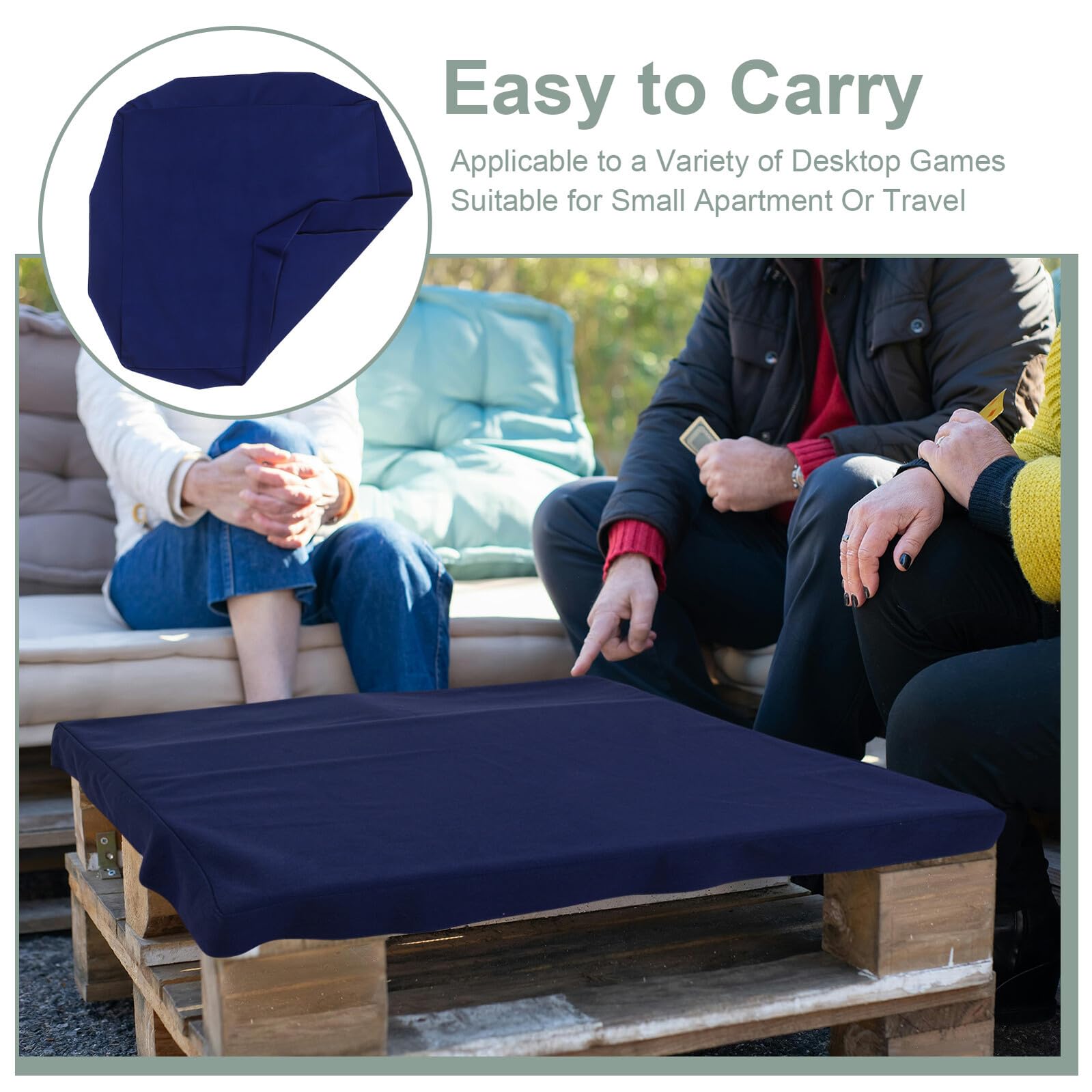 Abaodam Tapete de Juego Plegable Antideslizante para Mesa 86x86 Cm Azul Oscuro, Tapete Portátil para Mahjong y Póquer, Superficie Silenciosa Adecuado para Juegos de Mesa y Cartas