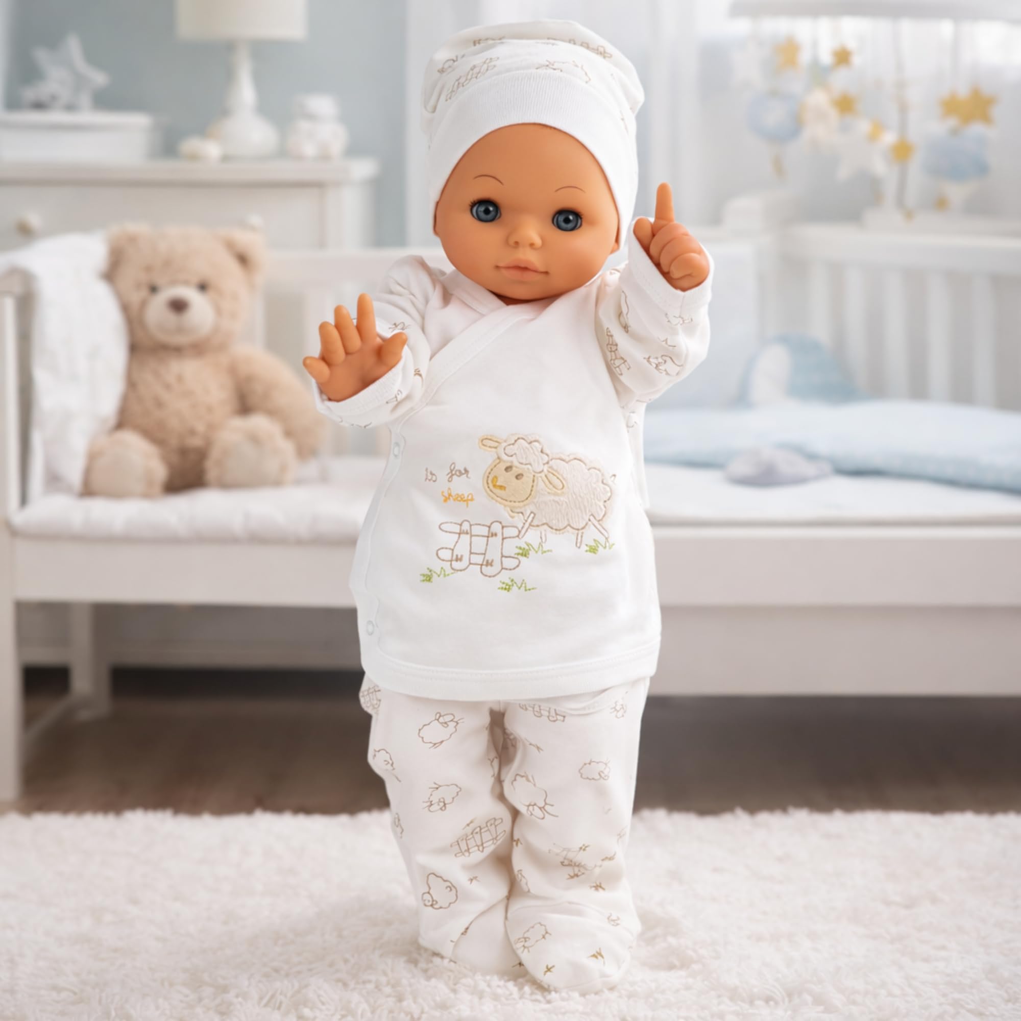 Set de regalo para recién nacidos, 100 % algodón natural, equipamiento básico unisex, ropa de regalo, equipamiento para bebés de 0 a 4 meses (crudo)