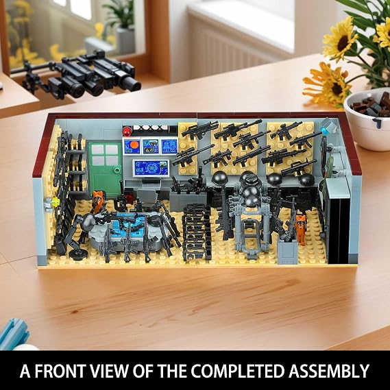 Army Military Base Building Blocks Set Toy, with 6 Police Figures and Swat TeamWeapons Pack,Compatible with Lego Armory Battle Brick,Suitable for Adults and Children Aged 6+