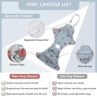 Vista 2 de QBLEEV Pañales para perras para hembra, lavables, sanitarios, con tirantes ajustables, pañales reutilizables para perros machos en celo, lindas