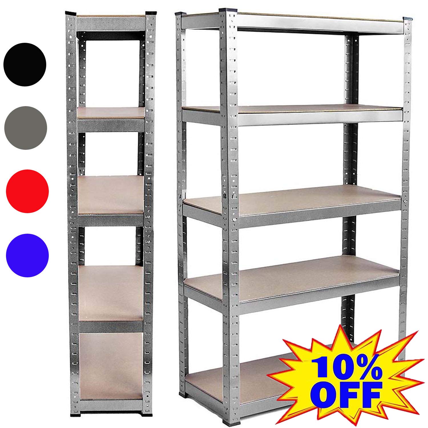 Buy Heavy Duty Metal Black Shelving Racking Unit 5 Tier Garage Storage