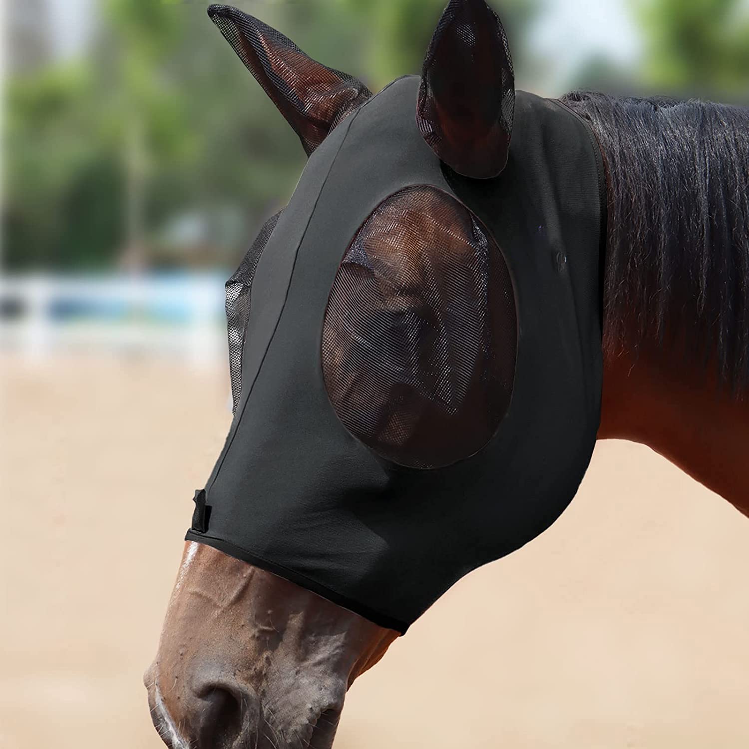 THE WHITE SHOPHorse Fly Mask, Horse Mask with Ears, Extra Comfort Grip Soft Mesh Horse Mask with Ears