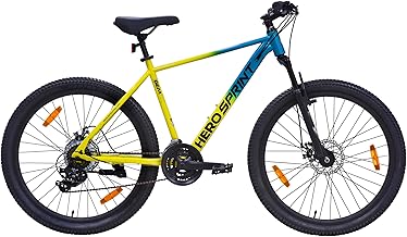 Hero Blunt 29T 21 Speed Mountain Cycle for Men | Front Suspension | Disk Brake | Frame 12 Inches | Blue-Yellow | Ideal for 15+ Yrs | 85% Assembled Cycle