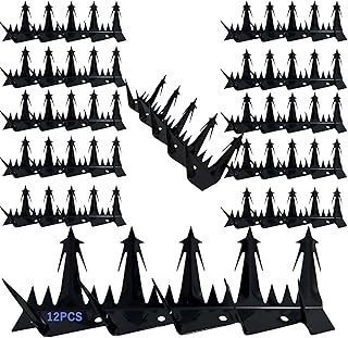 Anti Climb Spikes 12 Pack, Large Black Fence Wall Security Spikes 188" Total Length, Durable & Decorative Intruder and Animal Deterrent, Long-Lasting Outdoor Fence Protection