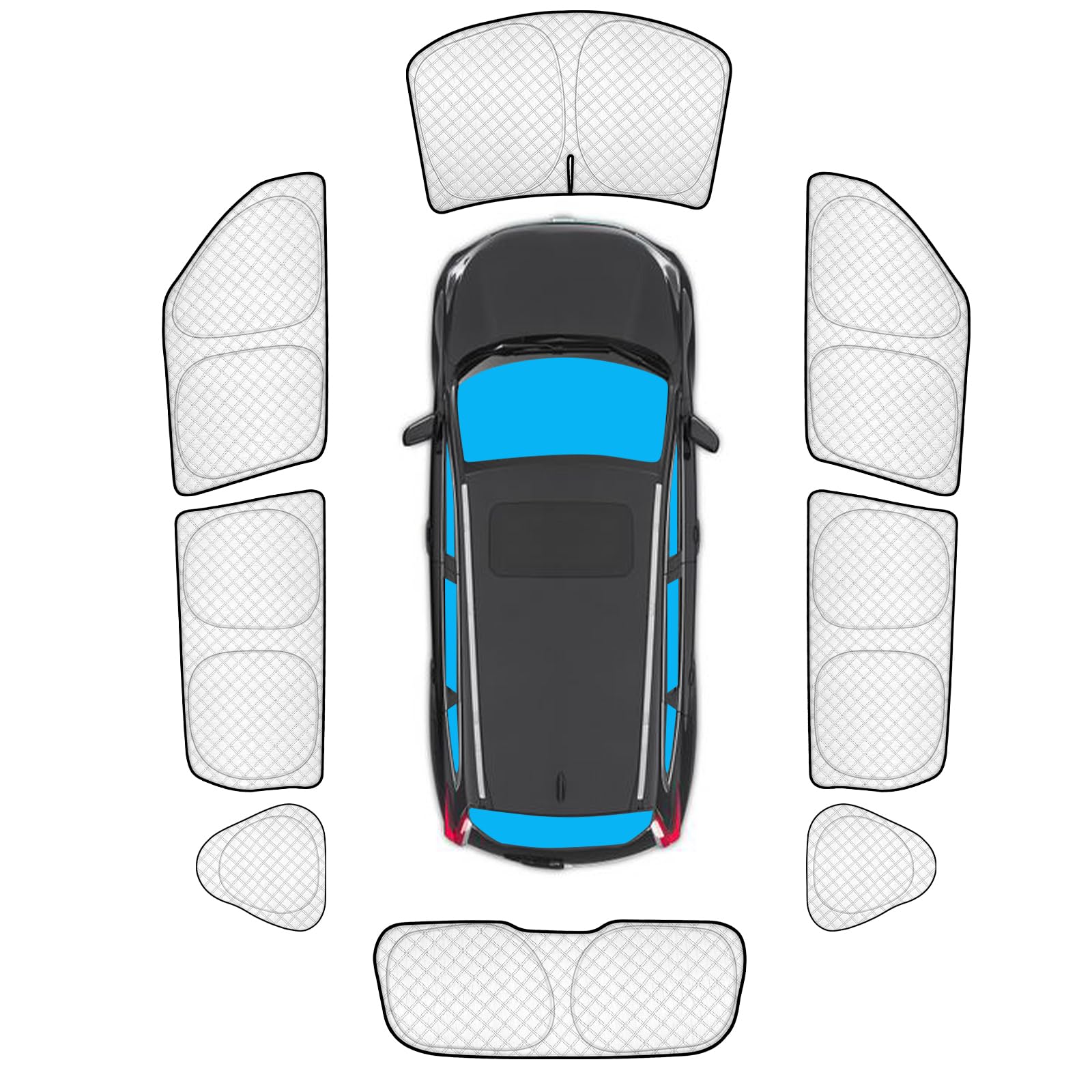 KMF 8pcs Thicken Sun Shades for Kia Soul 2014-2019 Accessories, Soul Full Car Window Covers Sunshade for Windshield Side Rear, UV Block and Protect Privacy Blackout for Car Camping Outdoor
