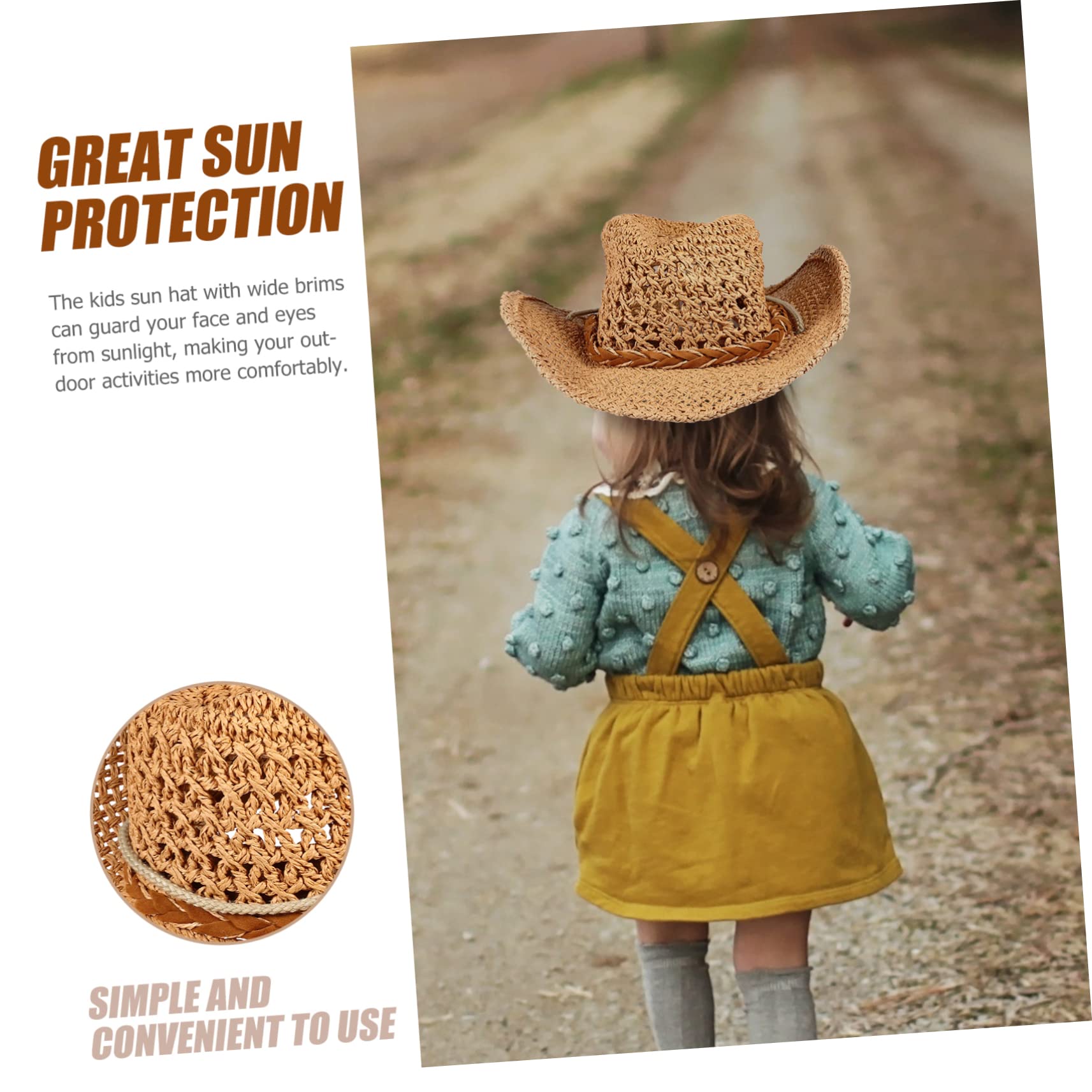 Ciieeo 3 Piezas Sombrero para niños Sombrero Vaquero niño Gorro Sol Bebe Sombreros para Hombre ala Ancha Sombrero Sol Mujer decoración Sombrero Visera Playa
