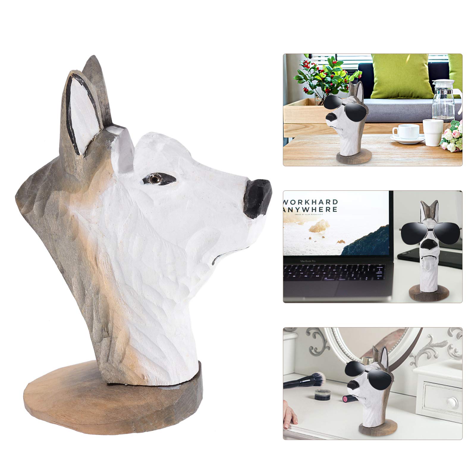 NUOBESTY 3 Pièces Monture De Lunettes En Bois Porte-lunettes Pour Animaux Support De Lunettes En Bois Présentoir De Lunettes De Soleil Porte-lunettes Animaux Chien Décor Boisé Bureau Cadre