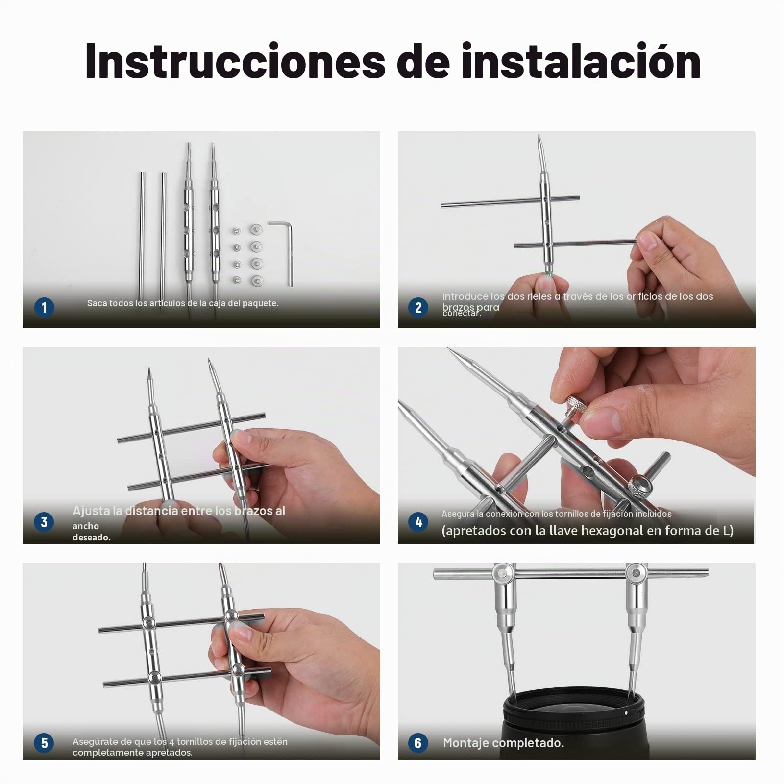 NEEWER - Herramienta Profesional Punta Curva Llave Ajustable para reparación de Herramientas de Acero Inoxidable para la Lente del Objetivo de Fotos para la mayoría de Las cámaras DSLR