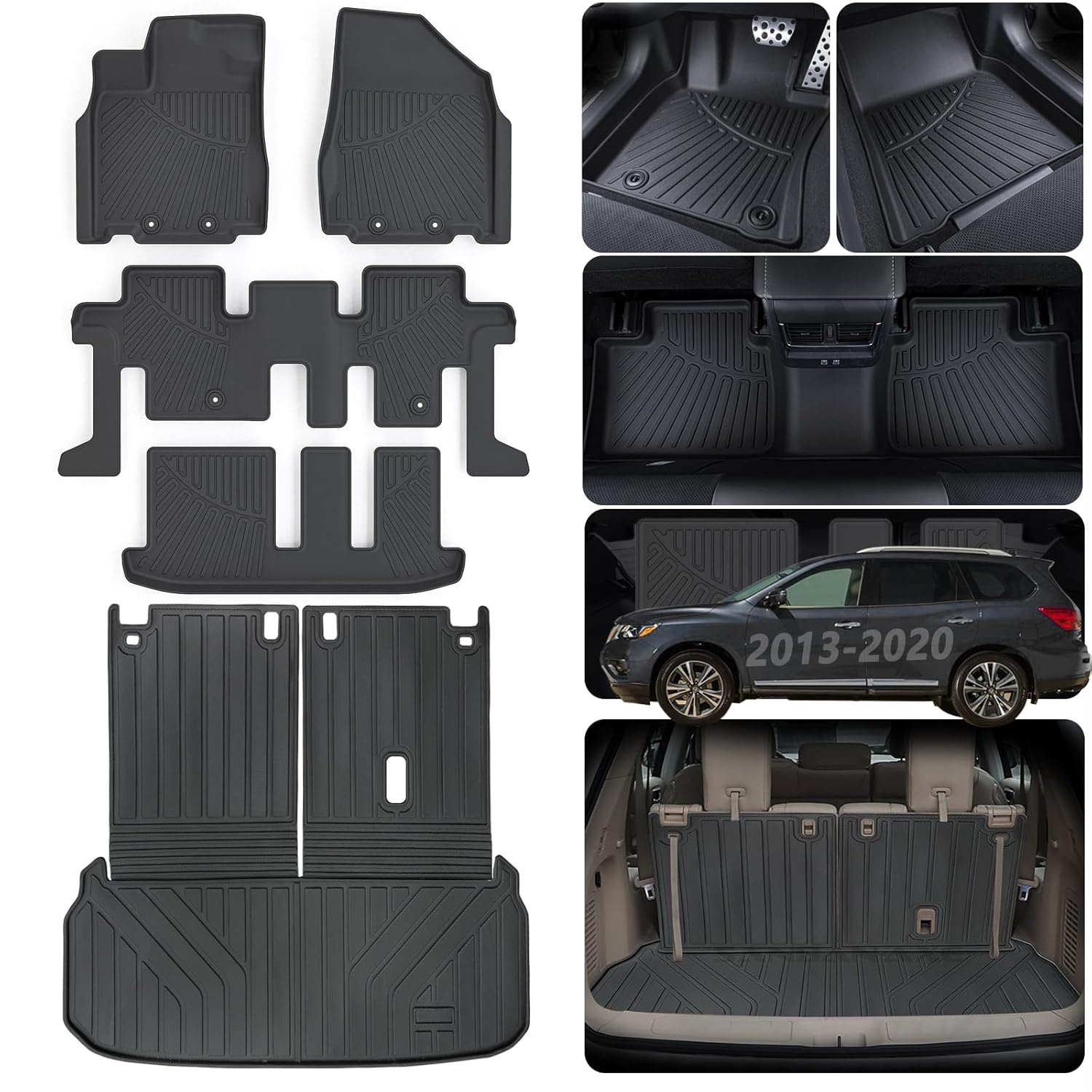 SANBAN-AXE Floor Mats Trunk mat For 2013-2019 2020 Nissan Pathfinder 2013 Infiniti JX35 2014-2020 Infiniti QX60 TPE All