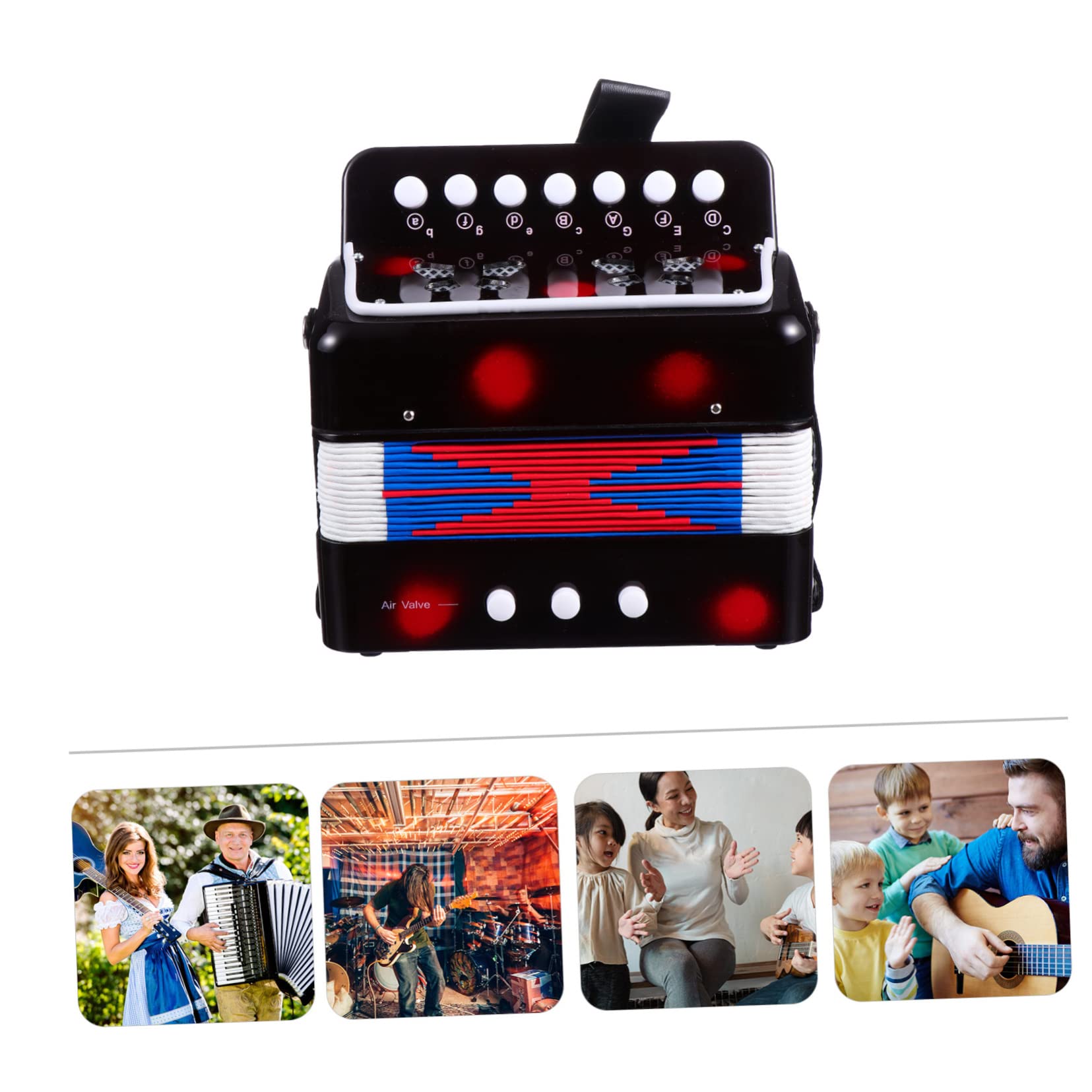 Mini Acordeón de Juguete Negro para Niños, Instrumento Musical Educativo Profesional, Tamaño Pequeño para Manos Infantiles, Acordeón Estudiantil Fácil de Usar para Aprendizaje