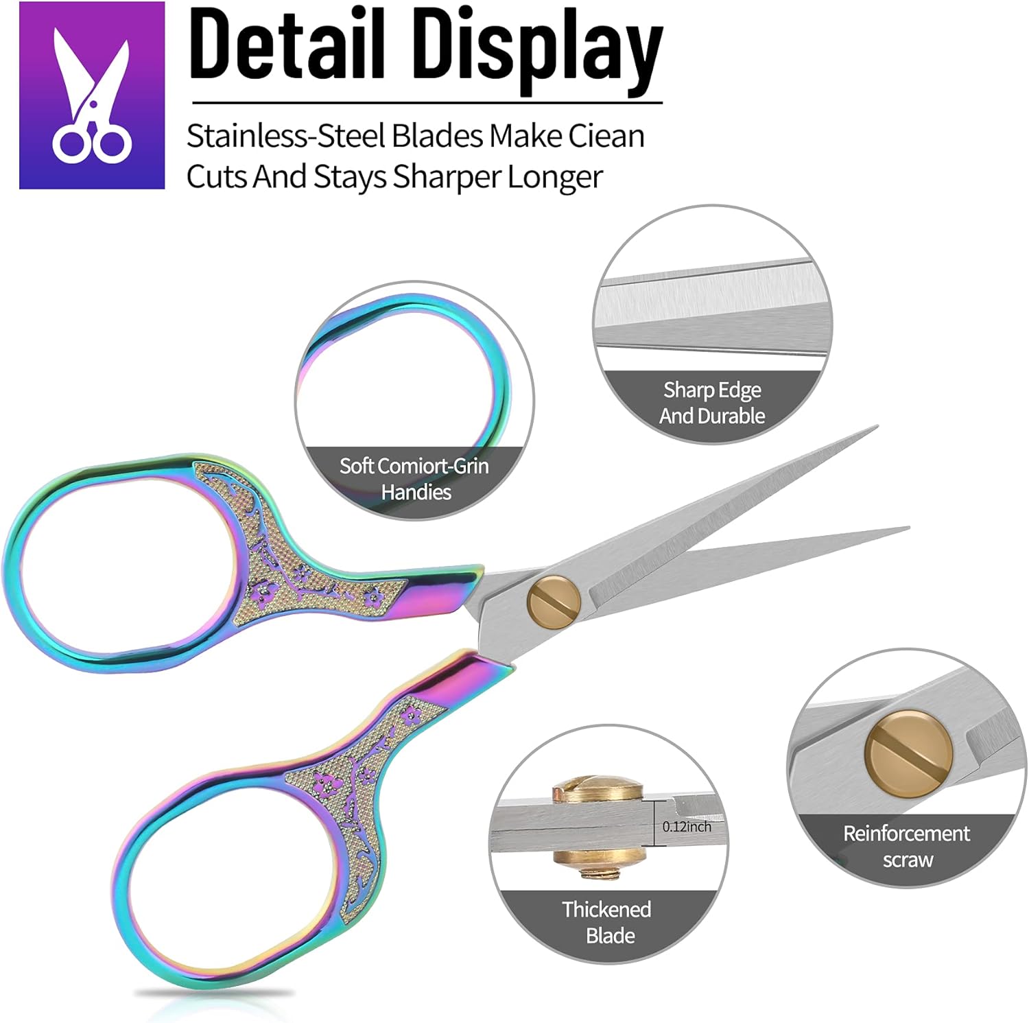 Fancy embroidery scissors-Glexal 5 Inch Vintage Precision Scissors-2 pack,Ultra Sharp Blade Shears,scotch scissors for Office Home School Sewing Fabric Craft Hair trimming,Facial,Beard,Eyebrow,Eyelash : Arts, Crafts & Sewing
