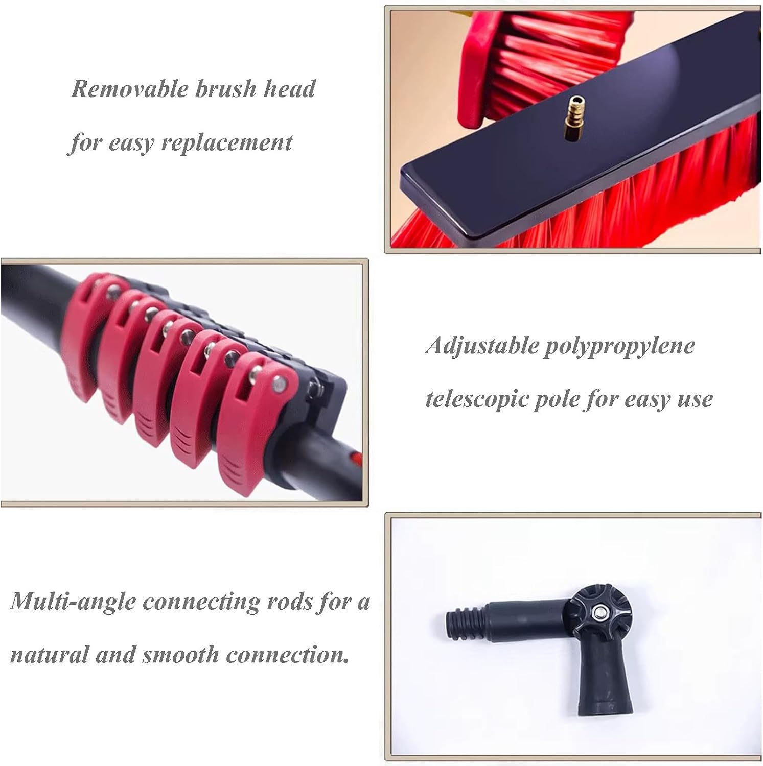 Adjustable Window Cleaner Brush and Water Fed Pole Kit - 3-in-1 Professional Window Cleaning Kit Washing Equipment with Rotating Brush Head and 20m Water Pipe