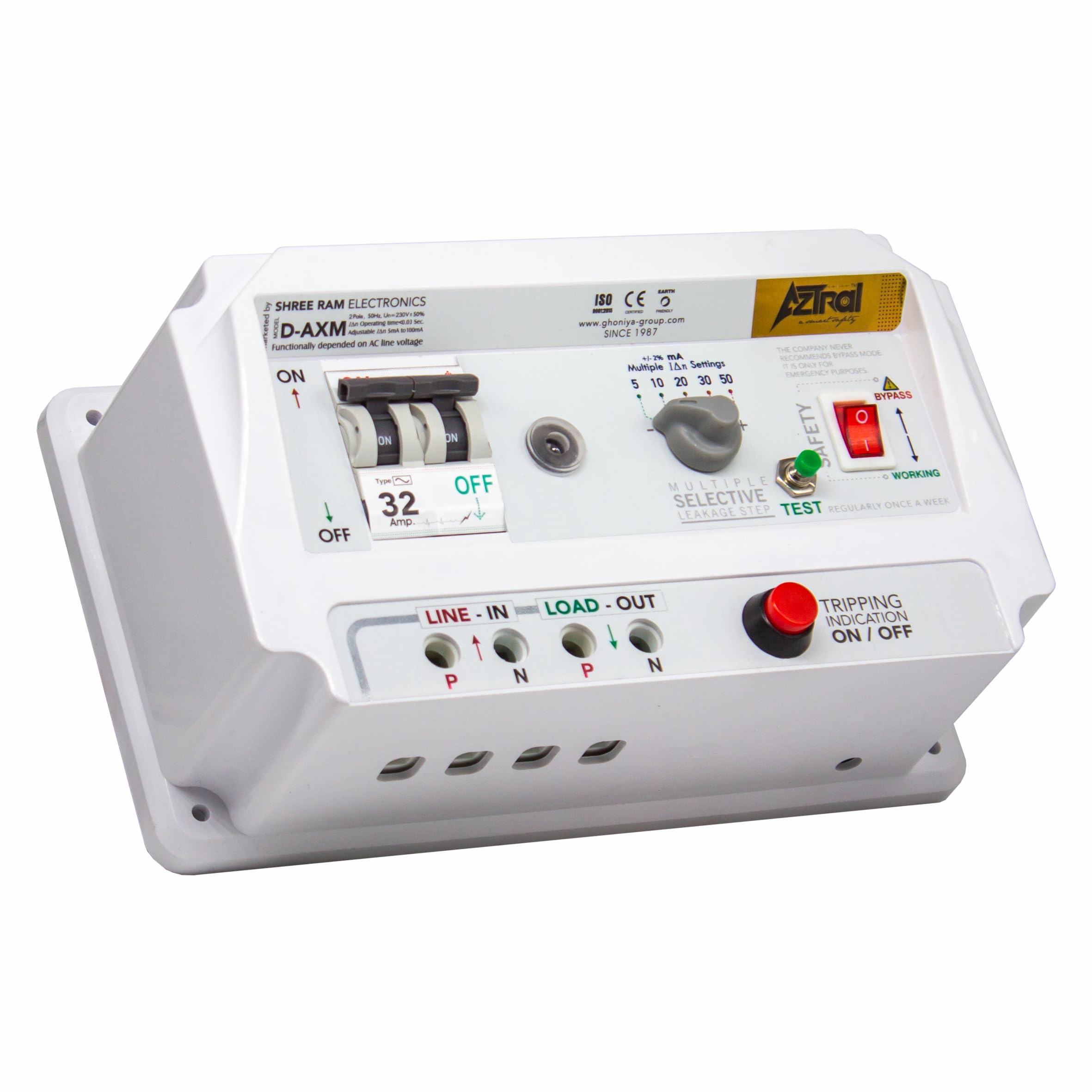 DPAXM 32A Single Phase 2 Pole Advance Circuit Breaker | Adjustable Leakage Settings | Tripping Siren With LED Light | Ghonia Group Elcb Rccb Rcbos Mcb | Voltage Guard Voltage Protector-image-44