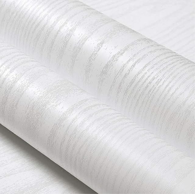 TJLMCORP 60×300cm White Wood Grain Wallpaper Stickers Self Adhesive Contact Paper PVC Thickened Durable Wallpaper