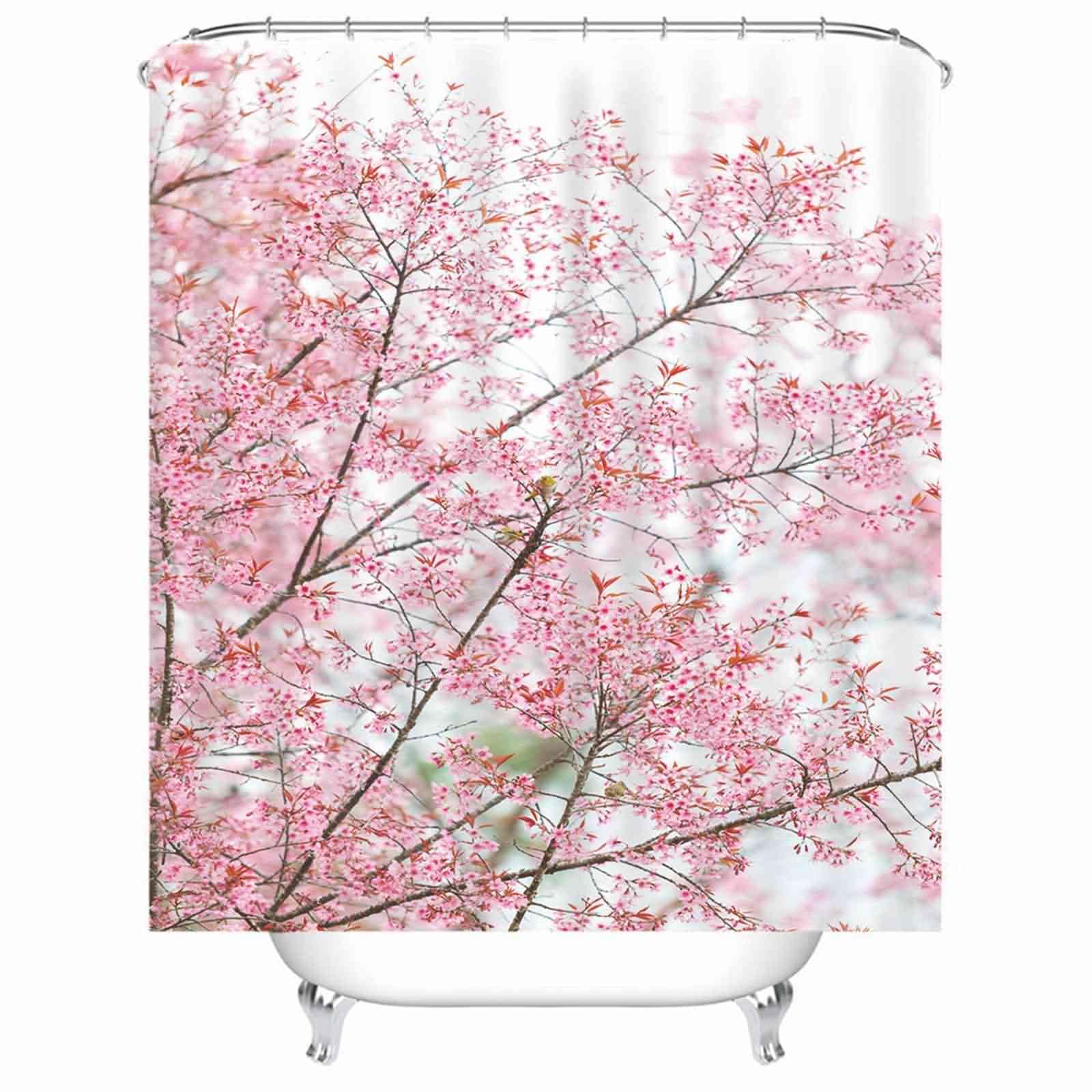 Rideau douche anti moisissure et imperméable lavable motif floral rose