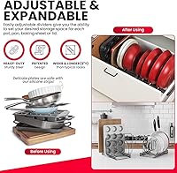 Vista 22 de Better Things Home 14+ Dual Pan and Pot Lid Organizer Rack Set for Cabinet - Includes 1 Large Rack & 1 Compact Rack for Bakeware, Lids & Pans