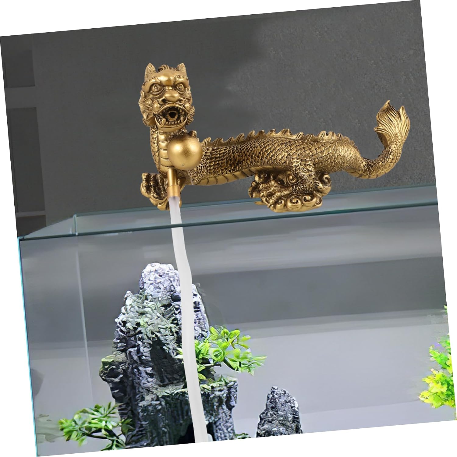 DIY Dragon Waterfall Fountain Decoration for Fish Tank Unique Aquarium Spitter Compact Vintage Style Home Decor Serene Water Feature for Indoor Outdoor Use
