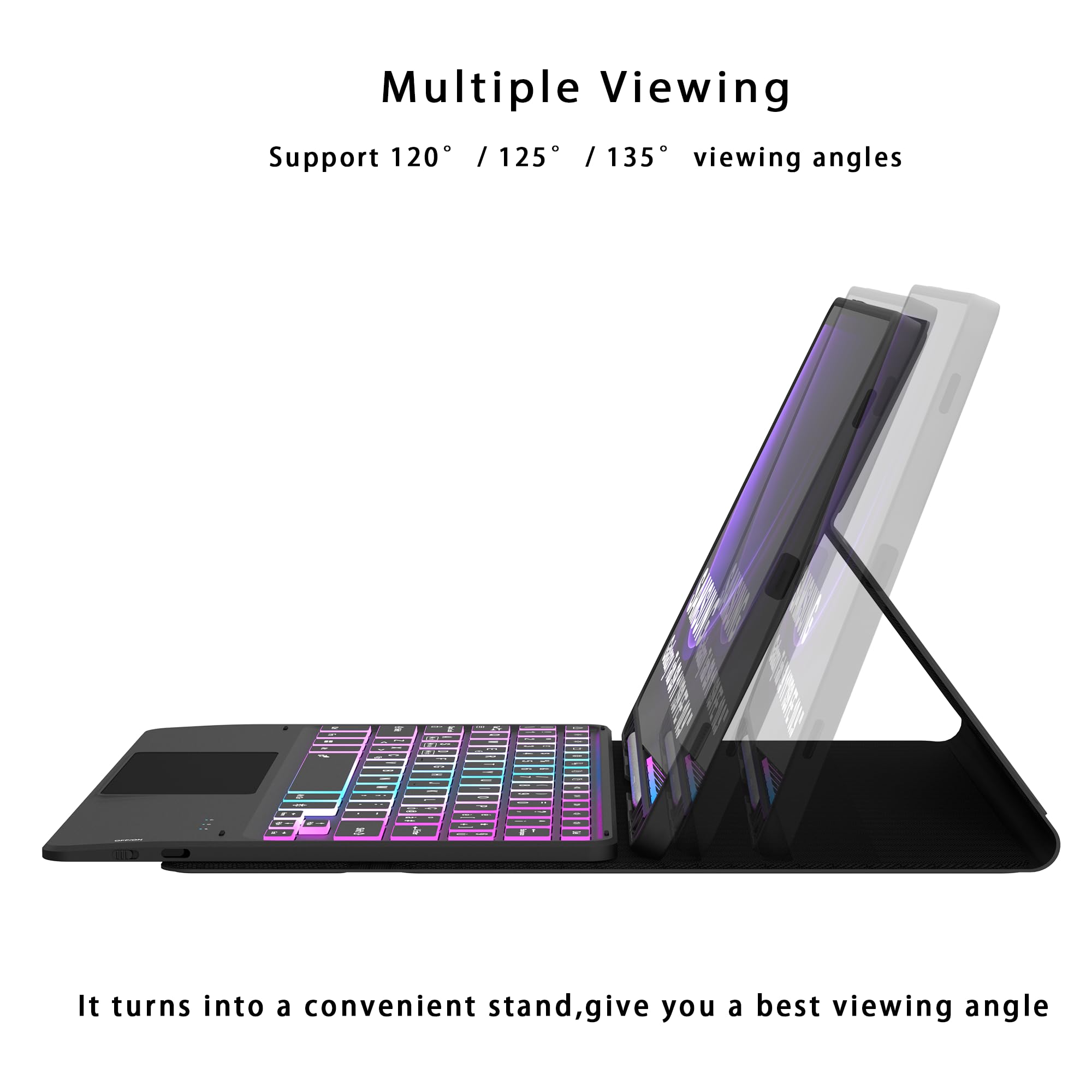 Custodia con tastiera per Samsung Galaxy Tab S10 Lite 2025/S10 FE/S9 FE/S9 10.9": tastiera retroilluminata 7 colori con trackpad Intelligente - tastiere wireless rimovibile con Layout italiano QWERTY