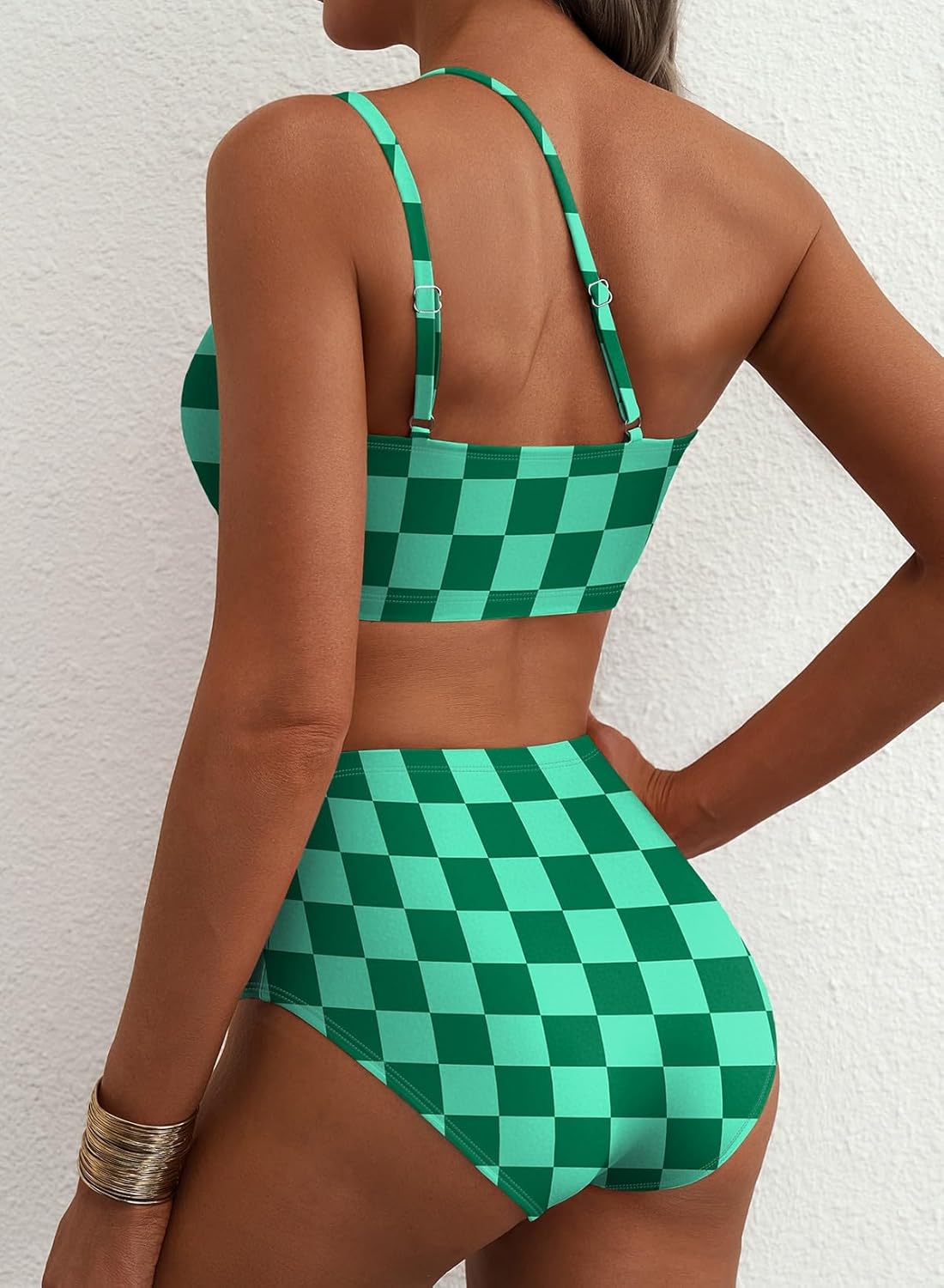 Herseas Women's High Waisted Bikini Sets One Shoulder Floral Print Swimsuits 2 Piece Tummy Control Bathing Suits - Image 2