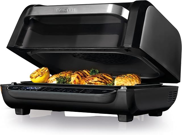 Salter Professional EK4945 AeroGrill Pro, 8 in 1 Tabletop Chargrill Infuser Multicooker & Healthy Machine, Air Crisp, Roast, Grill, Bake, Dehydrate & Broil with Pizza & Manual Settings, 1700W