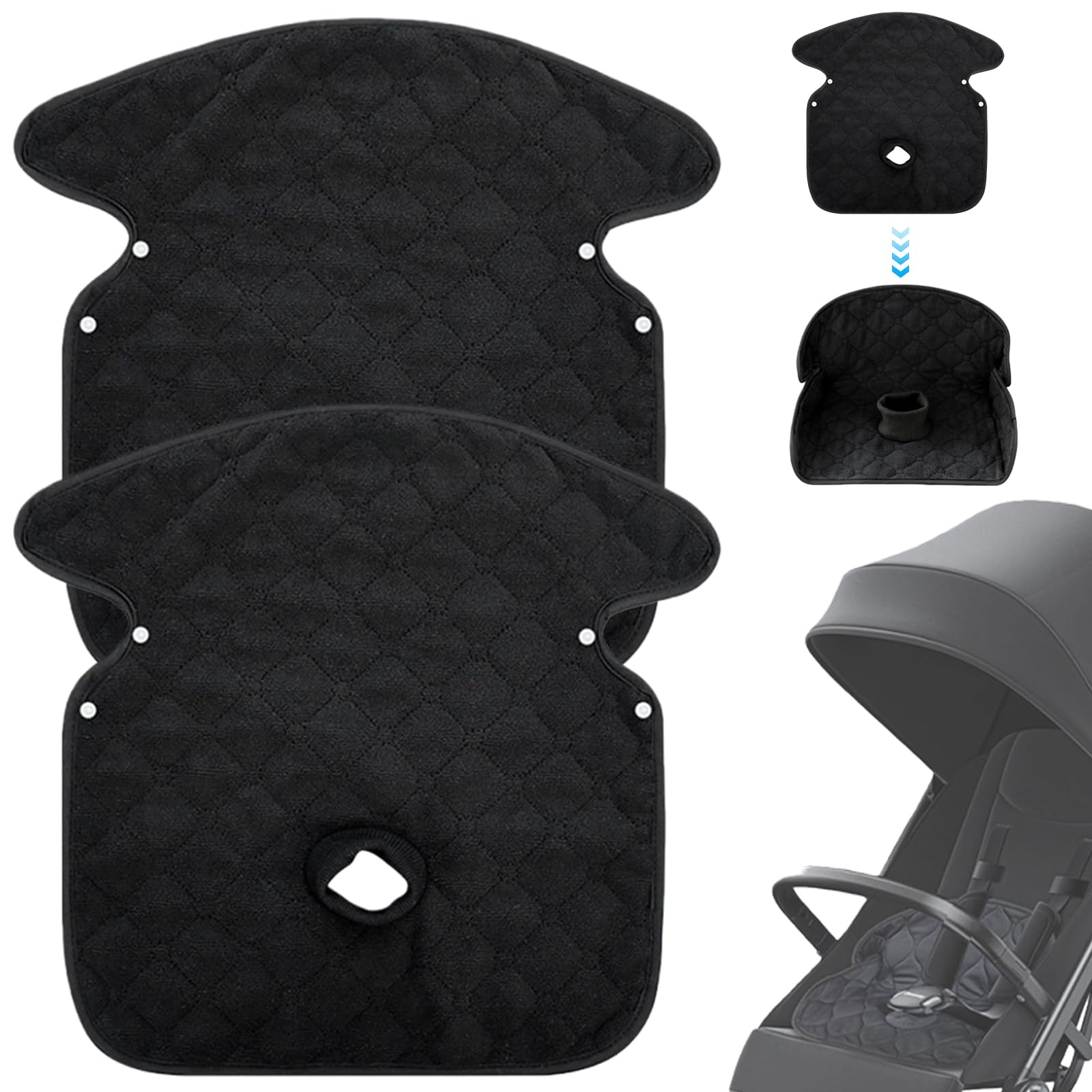 Lot de 2 protège-sièges auto pour enfant : 38 נ40 cm, pliables avec boutons-pression, imperméables, protègent contre les fuites de couches, conviennent aux voitures, chaises hautes et poussettes