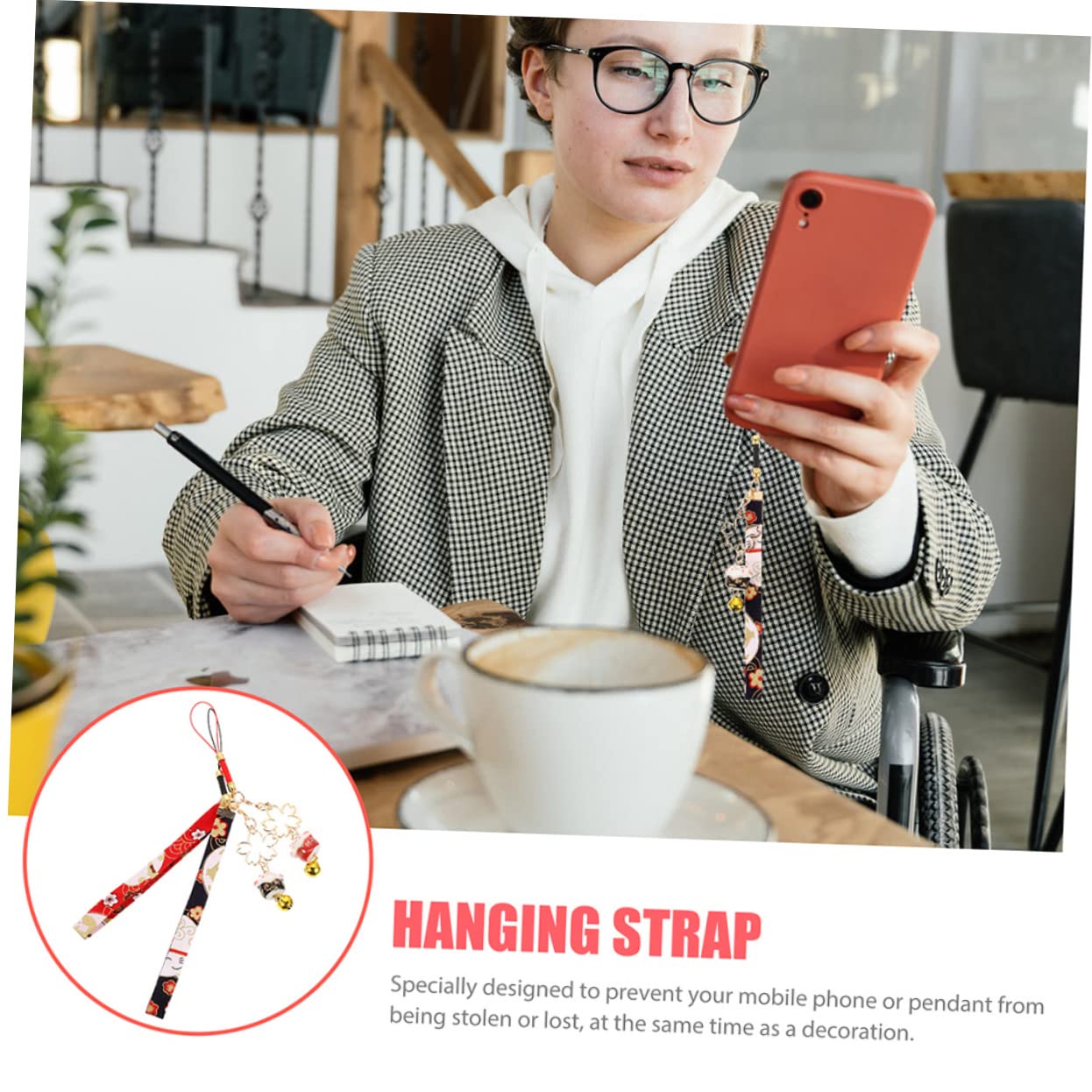 Gadpiparty 16piezas Colgantes De Gato Campana Para Teléfono Lanyards Decorativos De Japonesa Accesorios De Teléfono Móvil Para Buenas Negros y Rojos