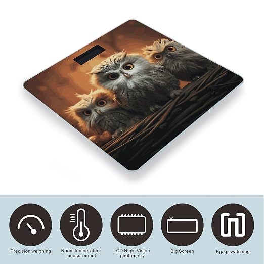 Báscula digital de baño con diseño de búho, precisa y fácil de leer miniatura 3