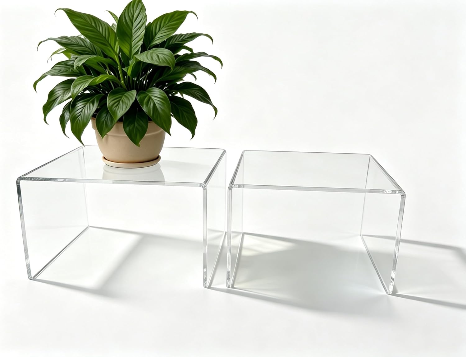 Acrylic Risers 8 & 9 Inch Clear Display Shelves Set 2