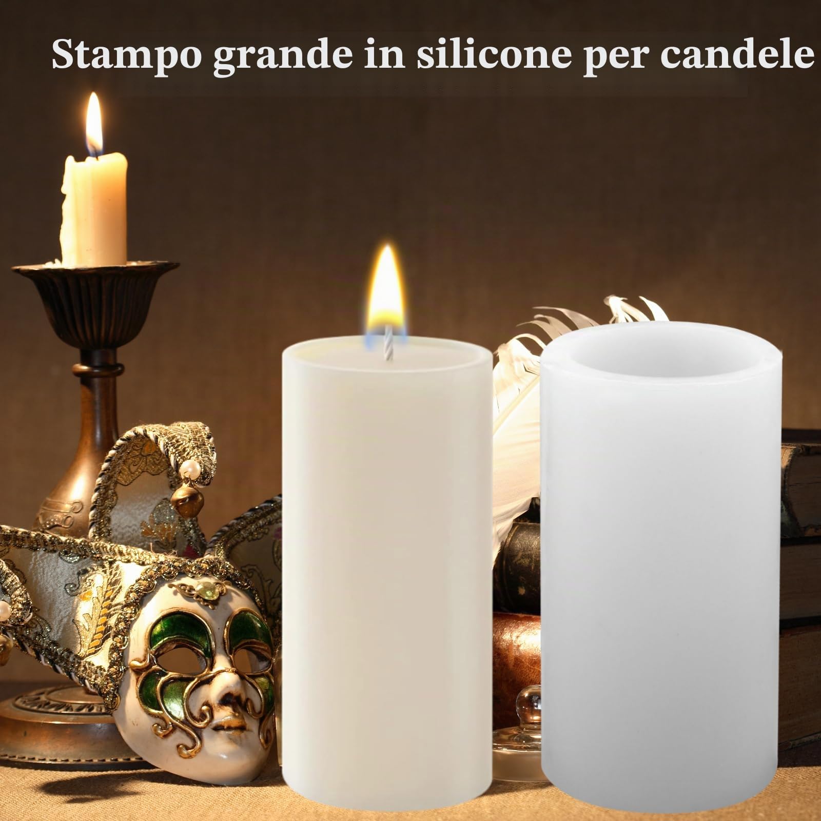 Grande stampo cilindrico in silicone per candele, 7,6 x 15,2 cm, 65 ore di cera, stampo per candele in resina, stampo lungo in silicone per candele e decorazioni domestiche