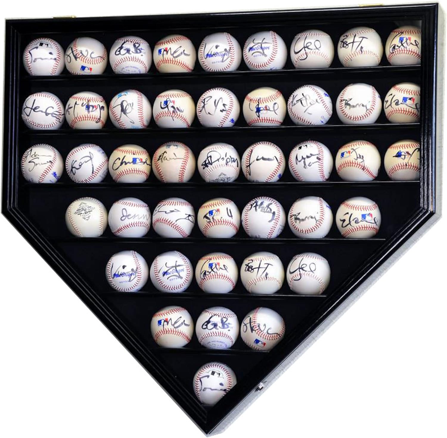 43 Baseball Ball Display Case Cabinet - Home Plate Shaped (Black)
