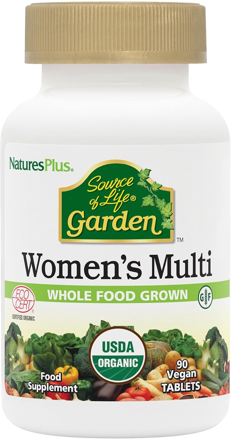 NaturesPlus Source of Life Garden Organic Women’s Multi – Vegan Multivitamin for Women – Energy, Immune Support – Iron, Methyl B12, Biotin, Maca, Cranberry – Vegan, Gluten Free – 90 Tablets