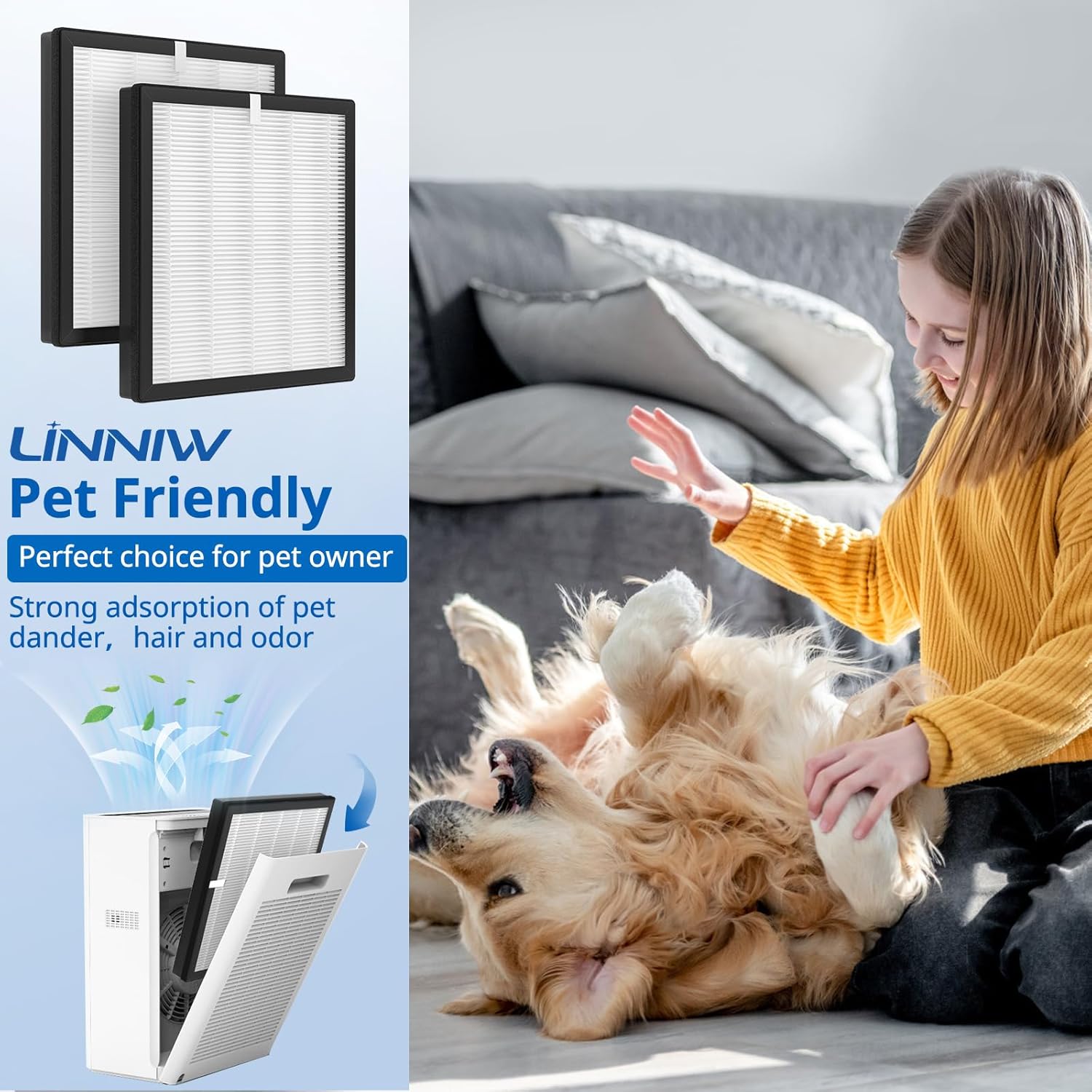 G3 Air Purifier Replacement Filter for AMEIFU, Compatible with AMEIFU G3 Sferf-30 (FXAP2W) For VEWIOR A3 For Tailulu HQZZ-260 3-IN-1 HEPA, 2 Pack - Image 5