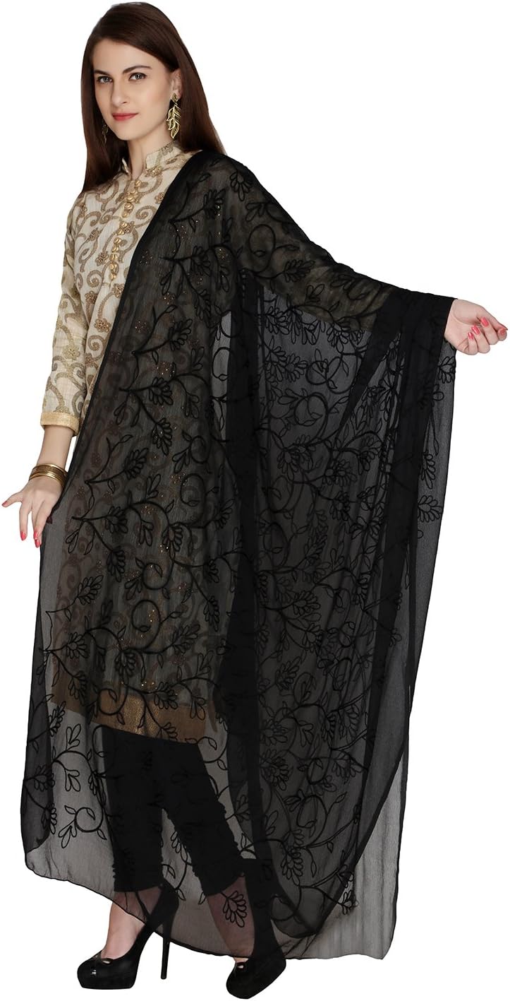 Woman's Embroidered Chiffon Dupatta