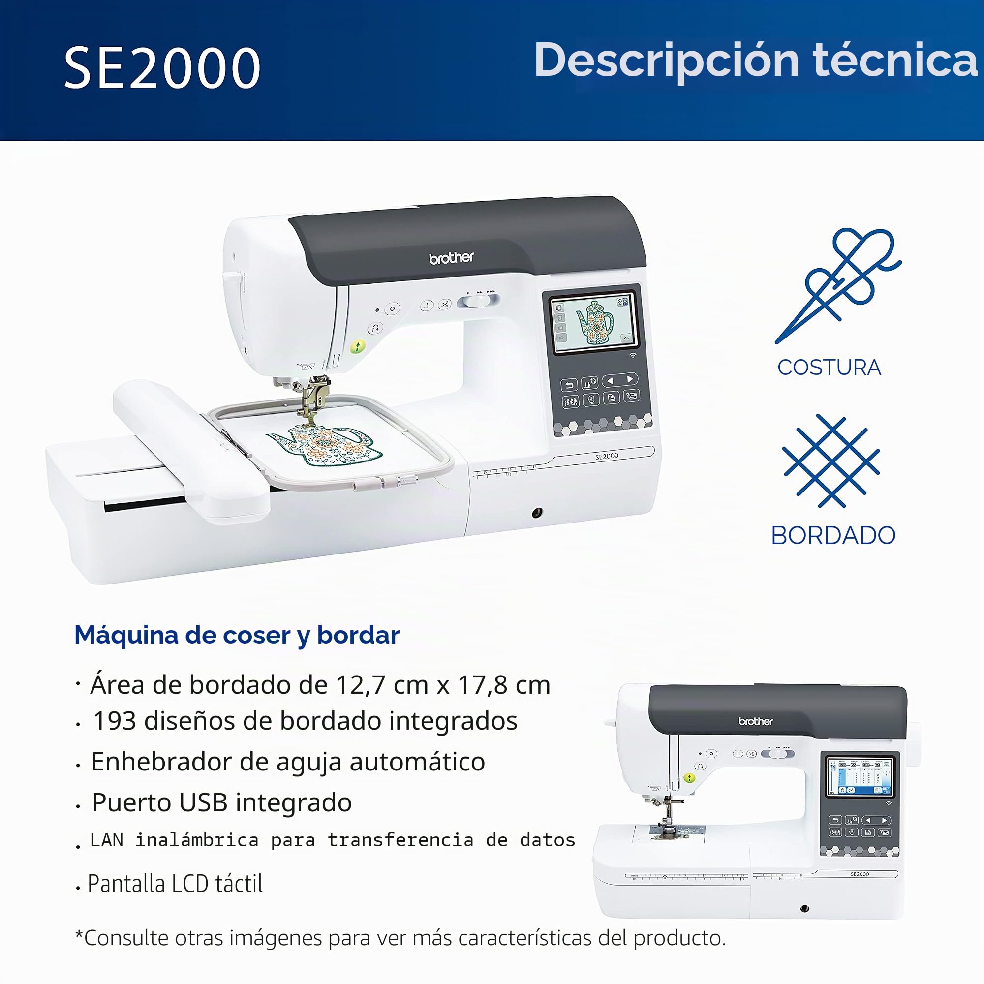 Brother SE2000 Máquina de coser y bordar computarizada