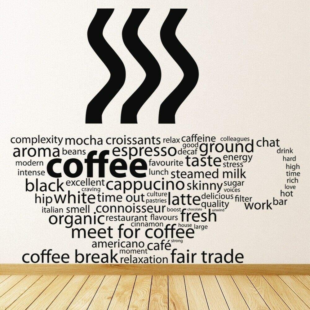 NSRJDSYT Küche Zitate Wandaufkleber Mit Teetassen Trinken Worte Vinyl Kunst Aufkleber Innendekor Für Esszimmer Cafe Wandbild 74x84cm
