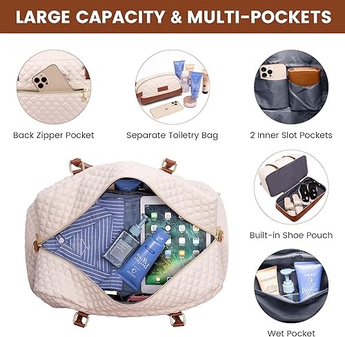 Miniatura 3 de Realer Bolsa de fin de semana, bolsa de viaje para mujer, bolsa de viaje de fin de semana, con compartimento para zapatos, aprobado para vuelos,