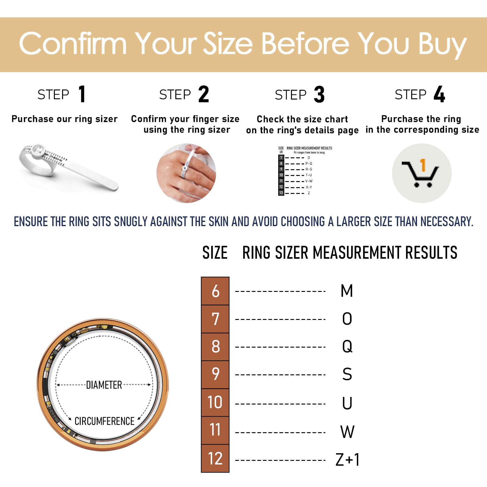 findtime Smart Ring - Anillo de fitness para mujer, ultra delgado, monitor de frecuencia cardíaca, monitor de sueño, contador de pasos, rastreador de fitness para deportes, distancia, calorías