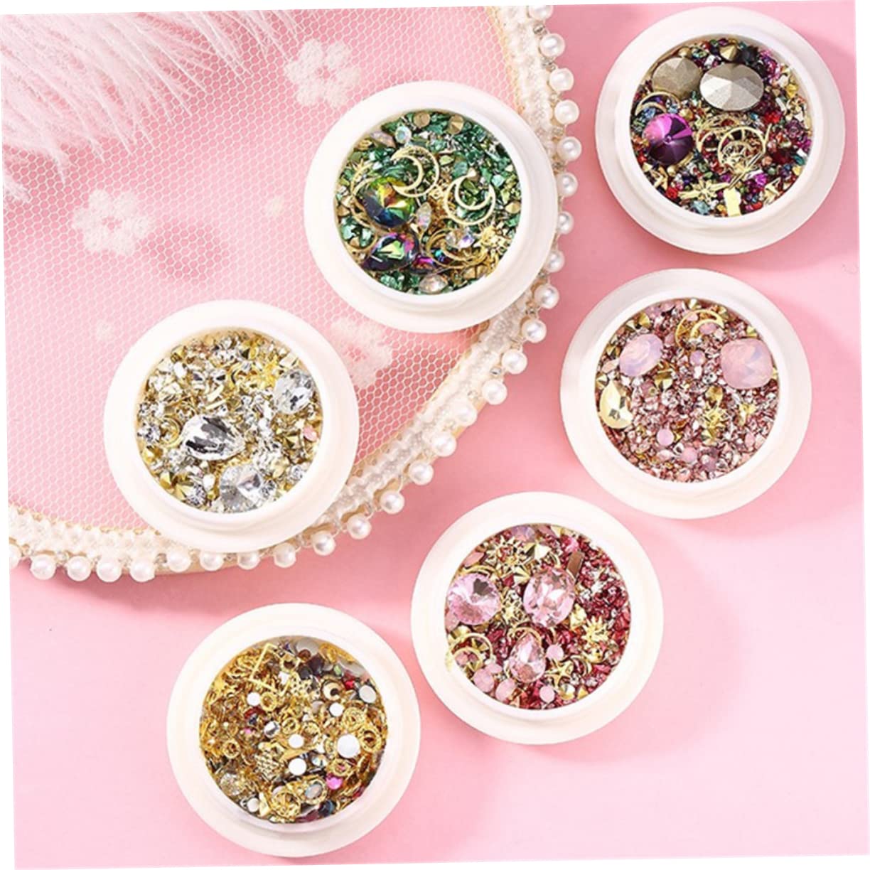 minkissy 18juegos Sets De Accesorios De Arte De Uñas Rhinestones Para Decoración De Manicuras Suministros De Belleza Para Mujeres Estilo