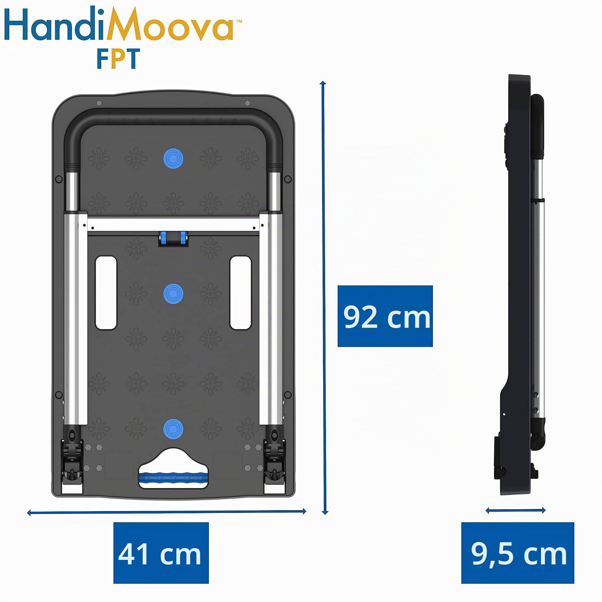 HandiMoova FPT Chariot à Plateforme Pliable Chariot à Main Compact et Robuste; Peu Encombrant; Poignée Télescopique; Capacité de Charge de 135 kg