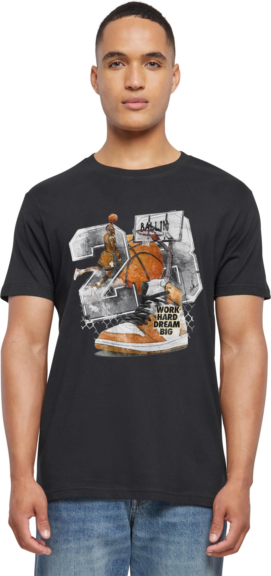 Mister Tee Men's Vintage Ballin Tee T-Shirt, Black,