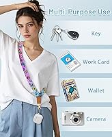 Vista 4 de Cordón cruzado para teléfono celular con correa para la muñeca, diseño de bonita mariposa, para colgar alrededor del cuello, correa ajustable