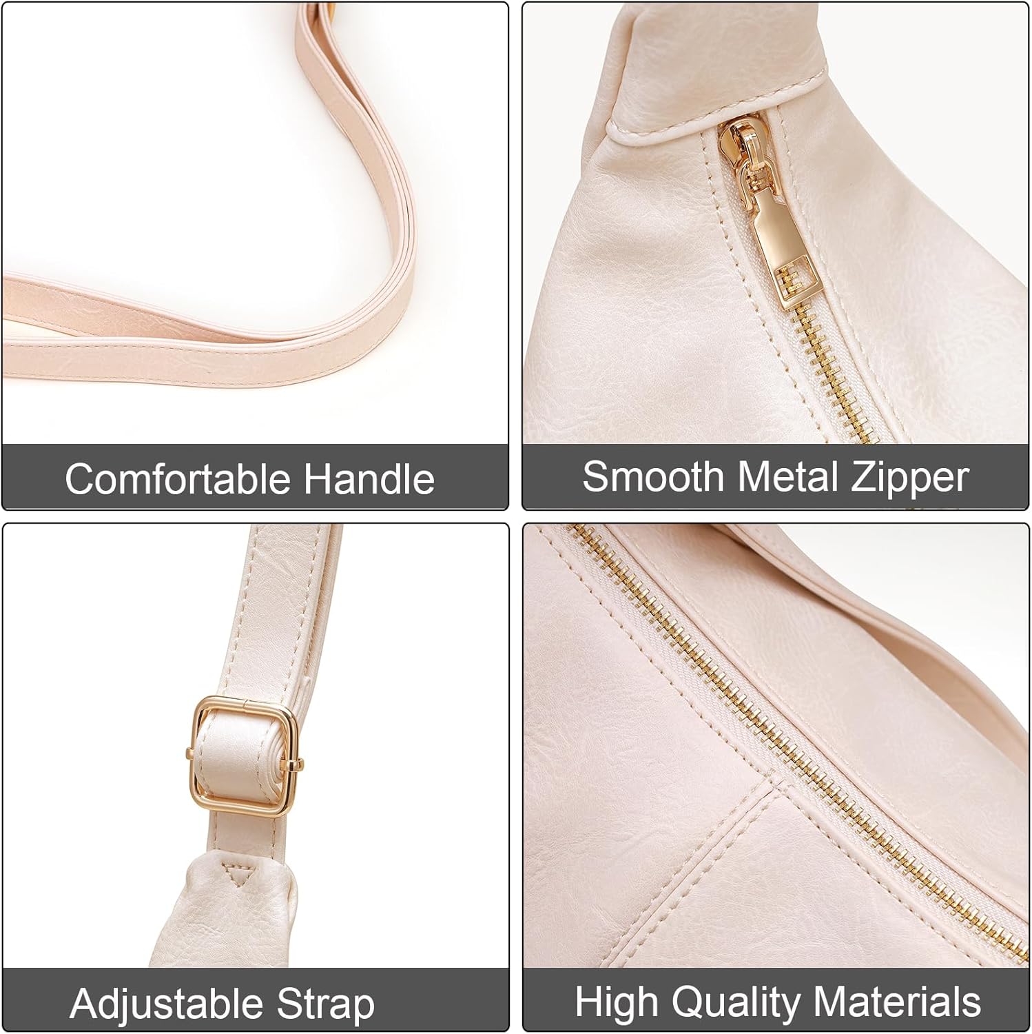 Hobo Bags for Women Retro Vegan Leather Shoulder Handbag Foldable Slouchy Tote Crossbody Purses - Image 6