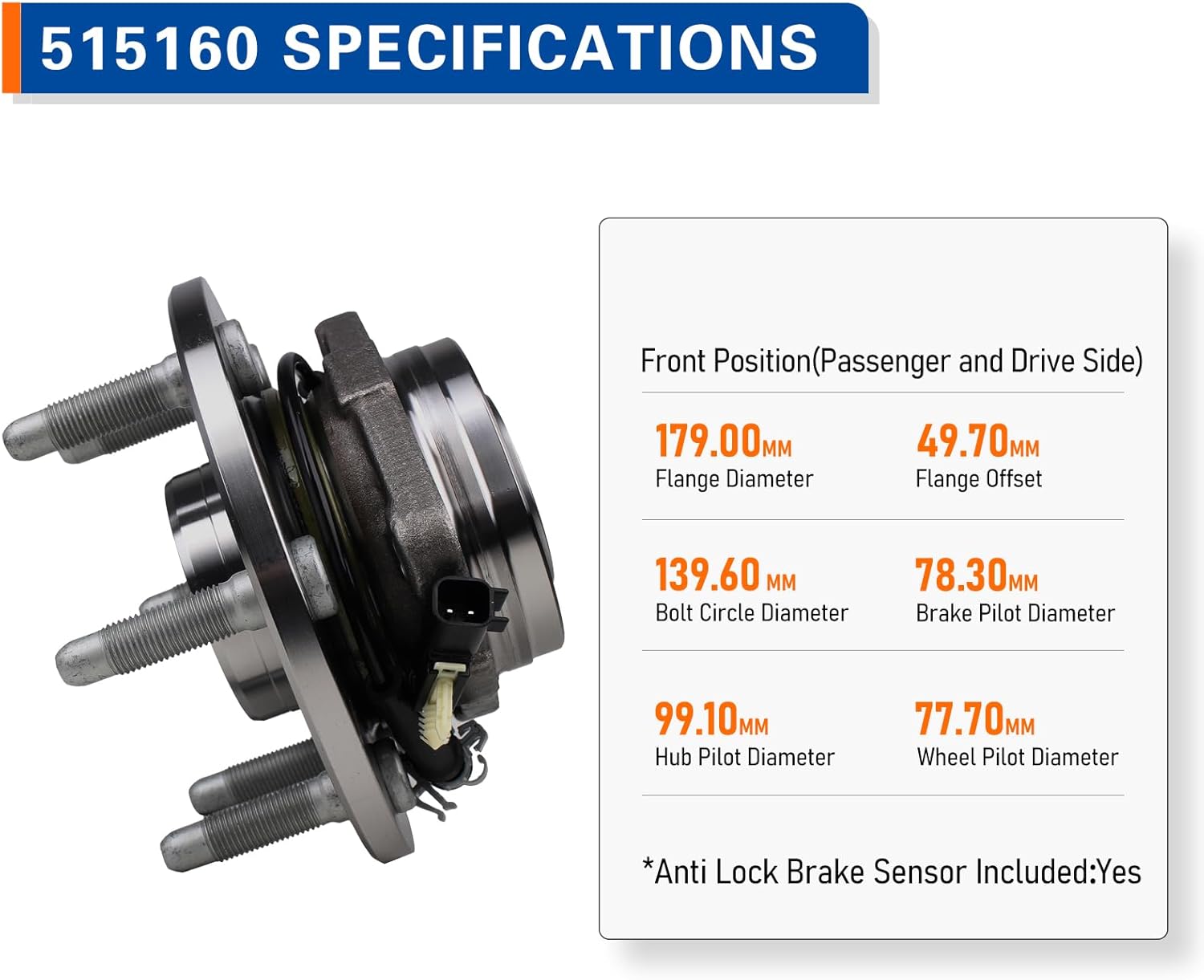 PAROD Pair 515160 Wheel Hub Bearing Assembly Fit for 15-20 Cadillac Escalade, ESV, 17-19 XTS, 14-18 Chevy Silverado 1500, 19 LD, Suburban, Tahoe, GMC Sierra 1500, Limited, 2015-2020 Yukon, Yukon XL - Image 4