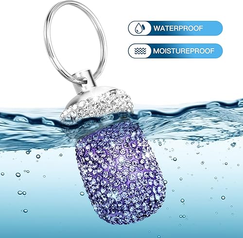 Miniatura 6 de Soleebee Pastillero portátil con llavero brillante, organizador de píldoras de viaje pequeño, contenedor de píldoras impermeable al aire libre,