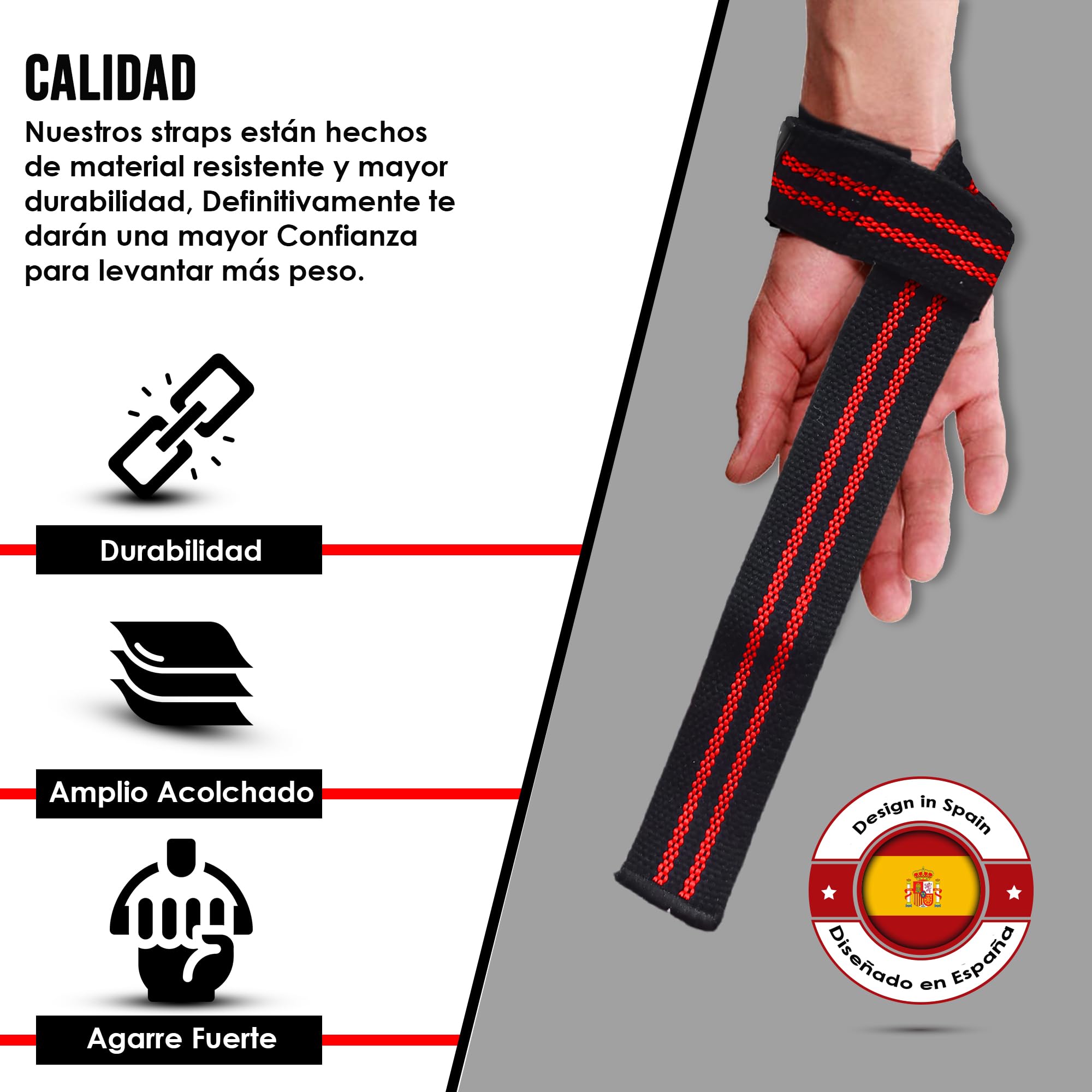 MERCURYAL Pack Straps Gym - Straps Powerlifting - Dodatek do siłowni - Akcesoria do siłowni (Straps Czarny/Czerwony)