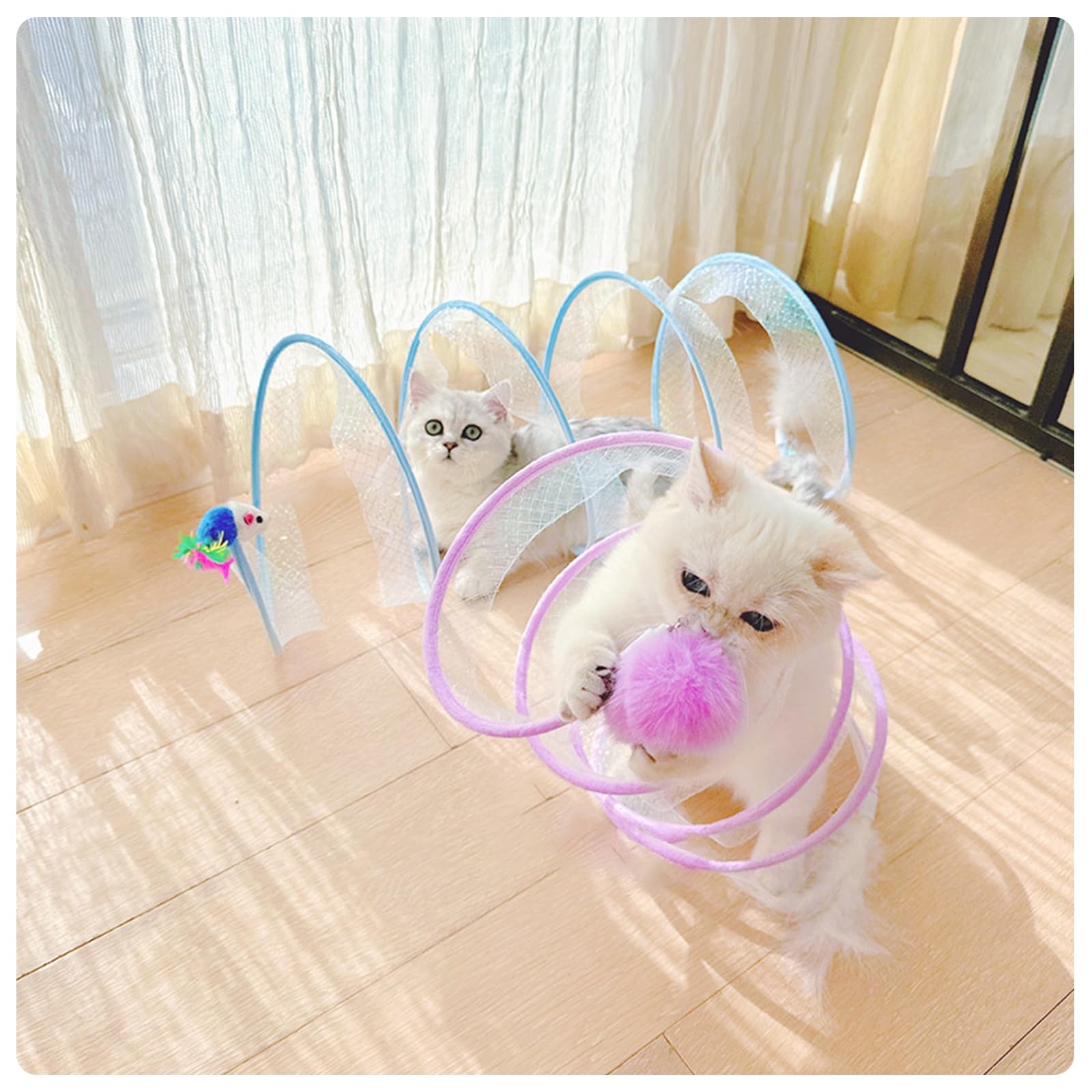 Giocattolo A Spirale Per Gatti Andiker - Con Palla E Campanella, Pieghevole, Interattivo - Foto 9