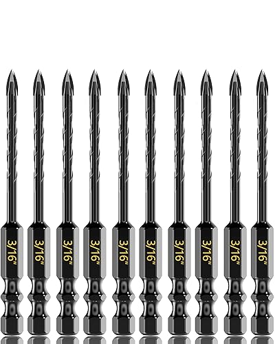 Miniatura 13 de Juego de brocas de mampostería - Broca de cemento, juego de brocas de hormigón profesional (10 piezas) para vidrio/ladrillo/cemento/azulejo/etc