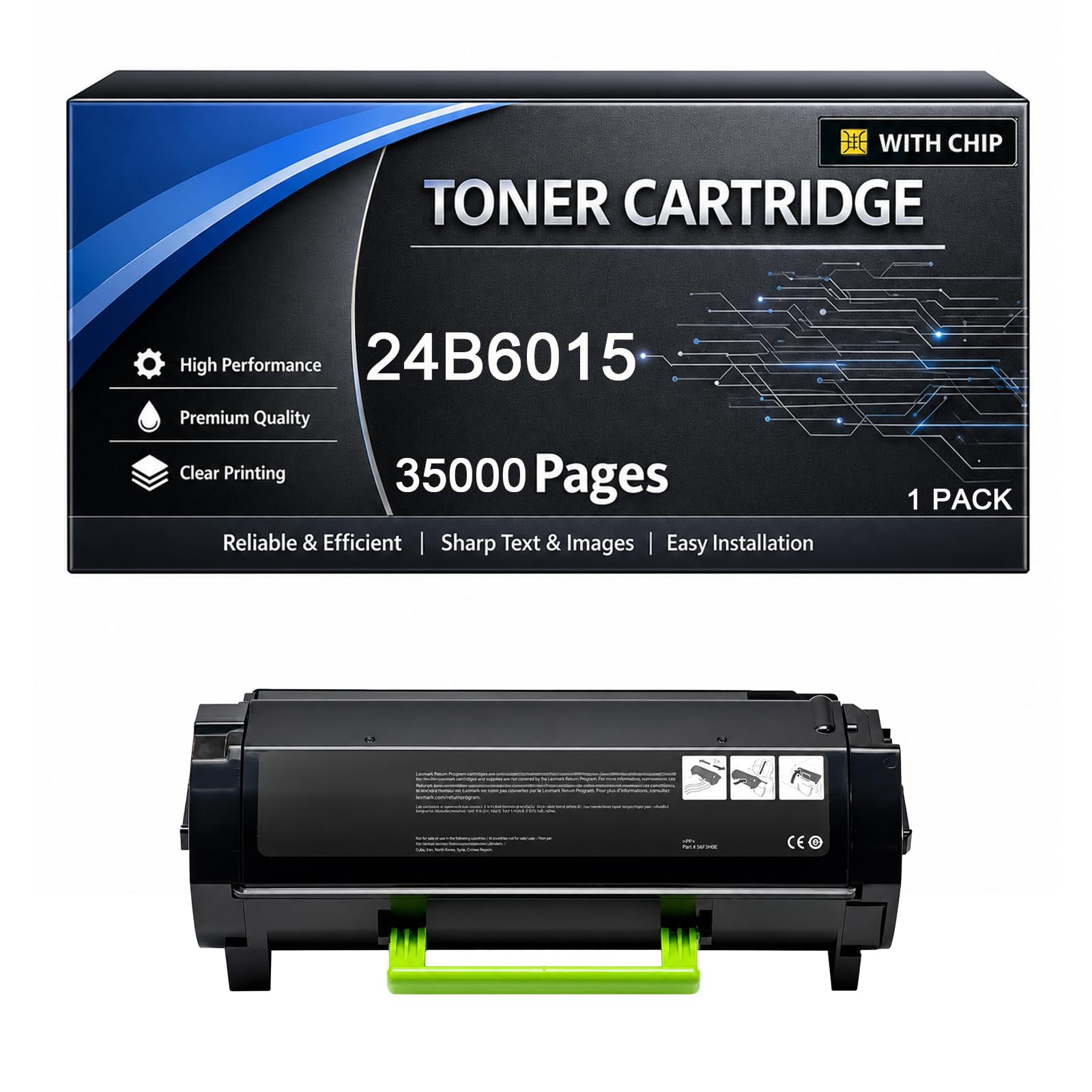 Cartuccia toner 24B6015 con chip compatibile con Lexmark 24B6015