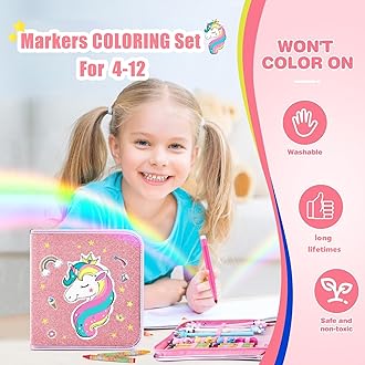JYPS Unicorn Gifts for Girls 4 5 6 7, Colouring Sets for Children, Arts and Crafts for Kids, 3-8 Years Old Girls Gifts Toys, Birthday Presents Age 5-10, Pencil Case Stationary Sets