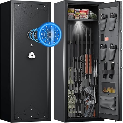 Actualización 2024Caja fuerte para rifle 12-15, caja fuerte para el hogar para rifles y pistolas, caja fuerte grande sin ensamblar para rifle con 3